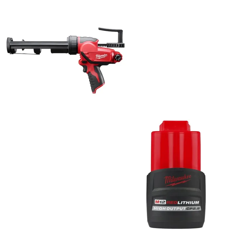 Milwaukee M12 Caulk and Adhesive Gun w/ FREE 48-11-2425 Battery Pack