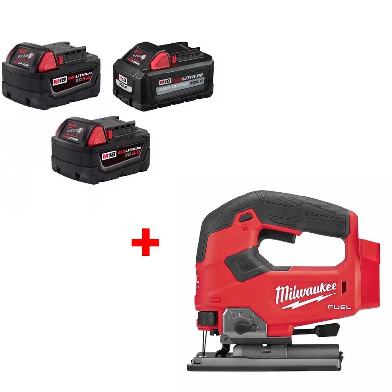 Milwaukee M18 18V Battery 3-Pack W/ FREE 2737-20 M18 FUEL Jig Saw