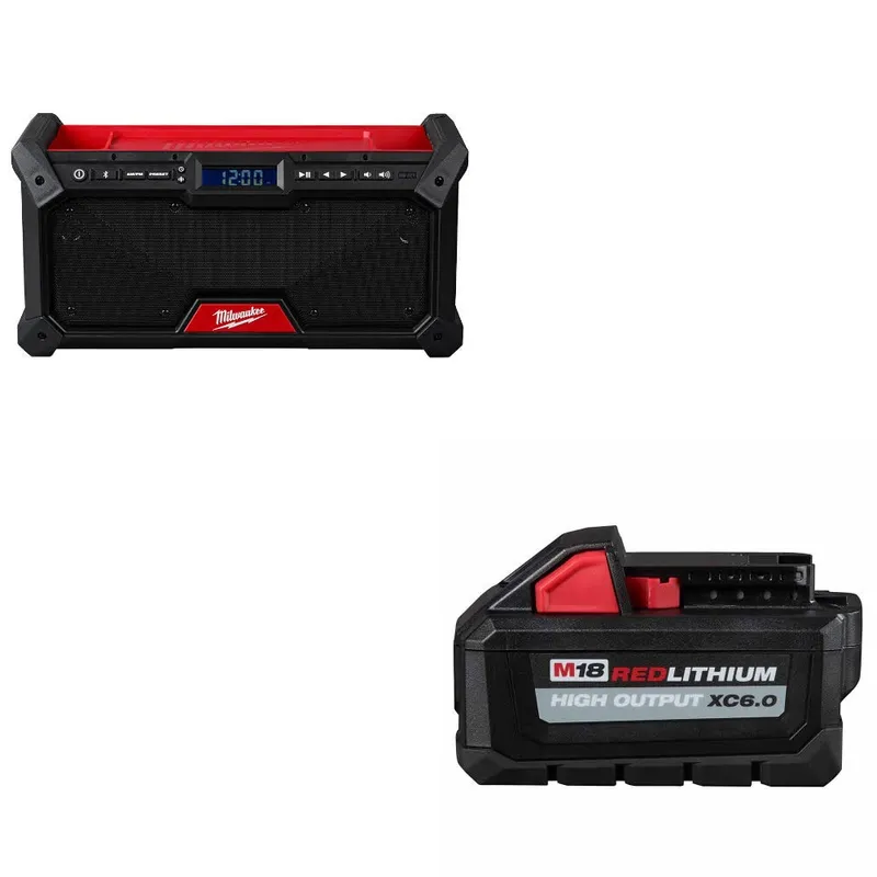 Milwaukee M18 Jobsite Radio W/ 48-11-1865 M18 XC6.0 Battery Pack