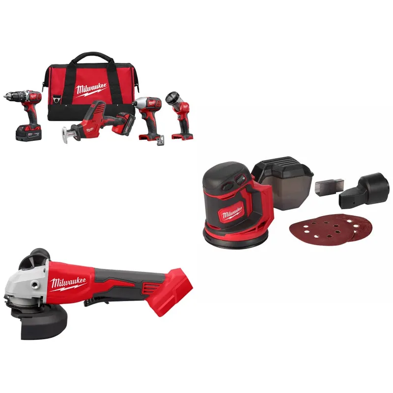 Milwaukee M18 4-Tool Combo Kit w/ FREE 2686-20 M18 Grinder & Sander