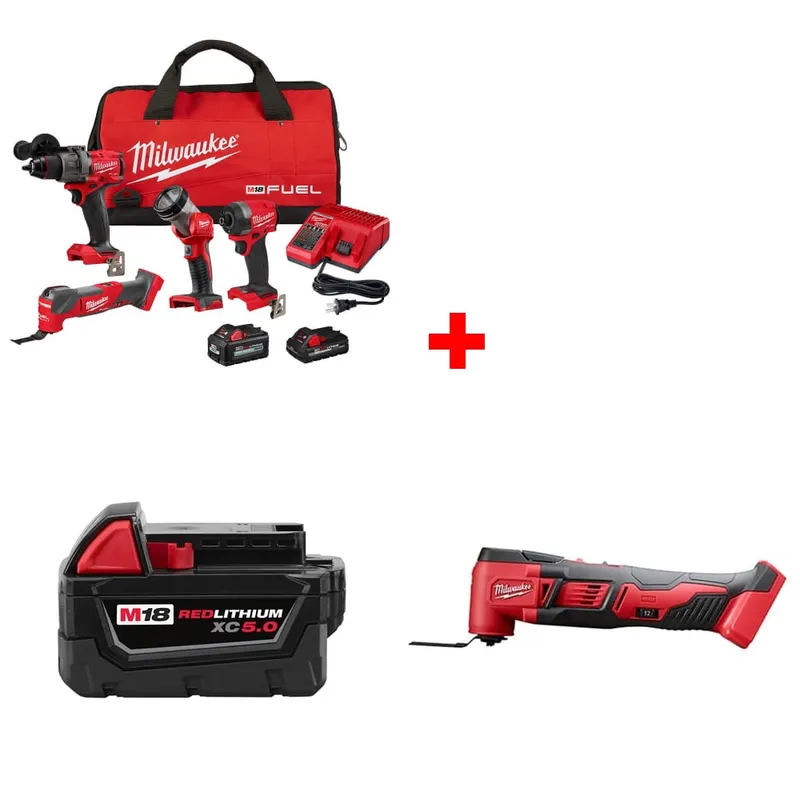 Milwaukee M18 4-Tool Combo Kit w/ FREE Battery Pack & Multi-Tool