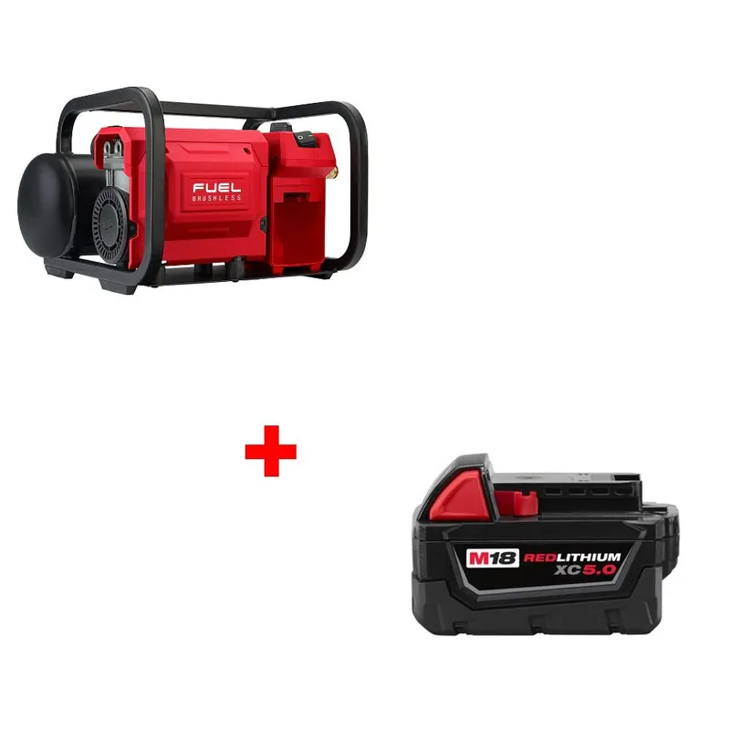 Milwaukee M18 FUEL 2Gal Compressor w/ 48-11-1850 M18 Battery Pack