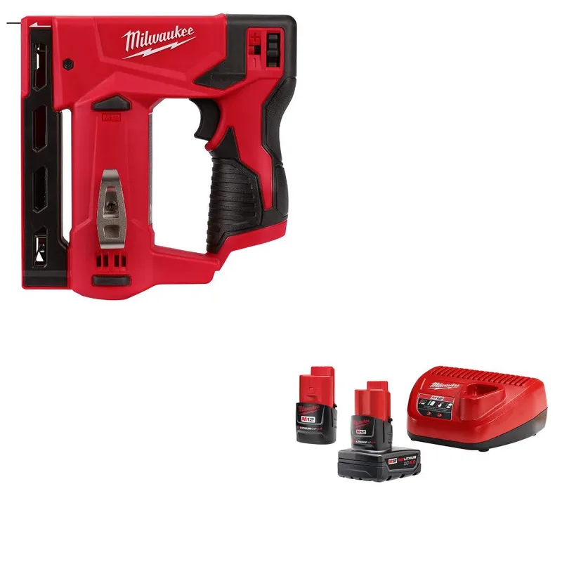 Milwaukee M12 3/8" Crown Stapler W/ FREE 48-59-2424 M12 12V Starter Kit
