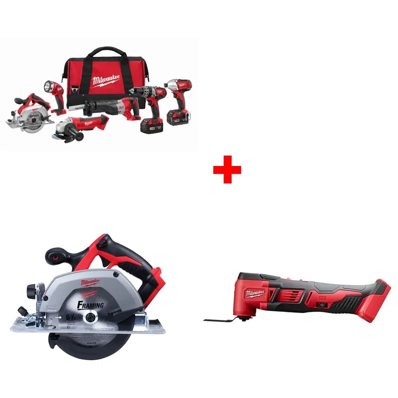 Milwaukee M18 6-Tool Combo Kit w/ FREE M18 6-1/2" Circ Saw & Multi-Tool