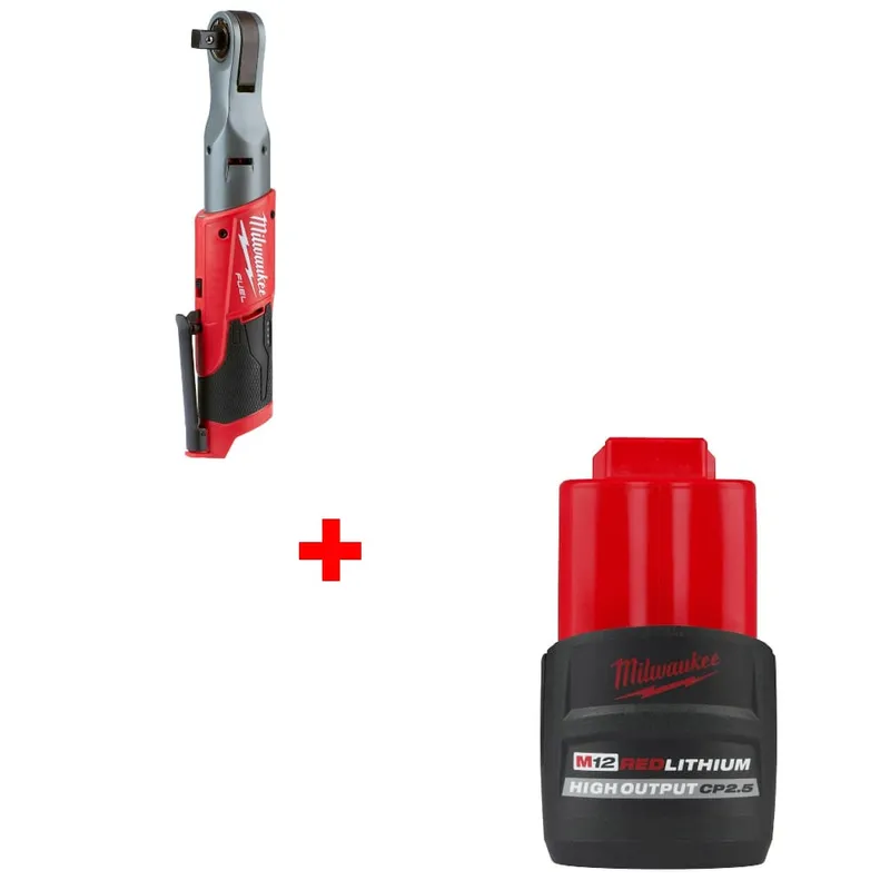 Milwaukee M12 FUEL 1/2" Ratchet w/ FREE 48-11-2425 M12 Battery Pack