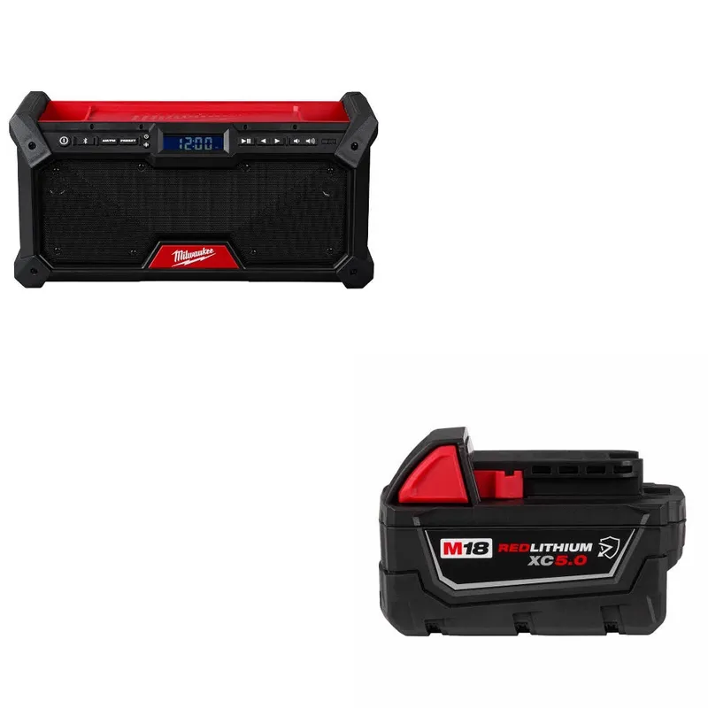 Milwaukee M18 Bluetooth Jobsite Radio W/ 48-11-1850R M18 XC5.0 Battery