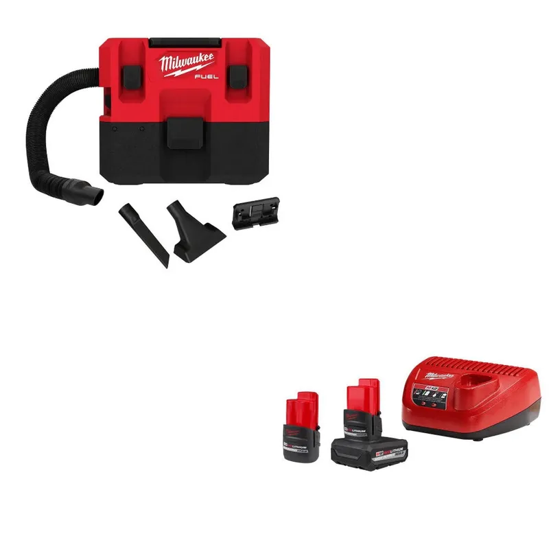 Milwaukee M12 FUEL 1.6 Gal Wet/Dry Vacuum W/ 48-59-2452S M12 Starter Kit