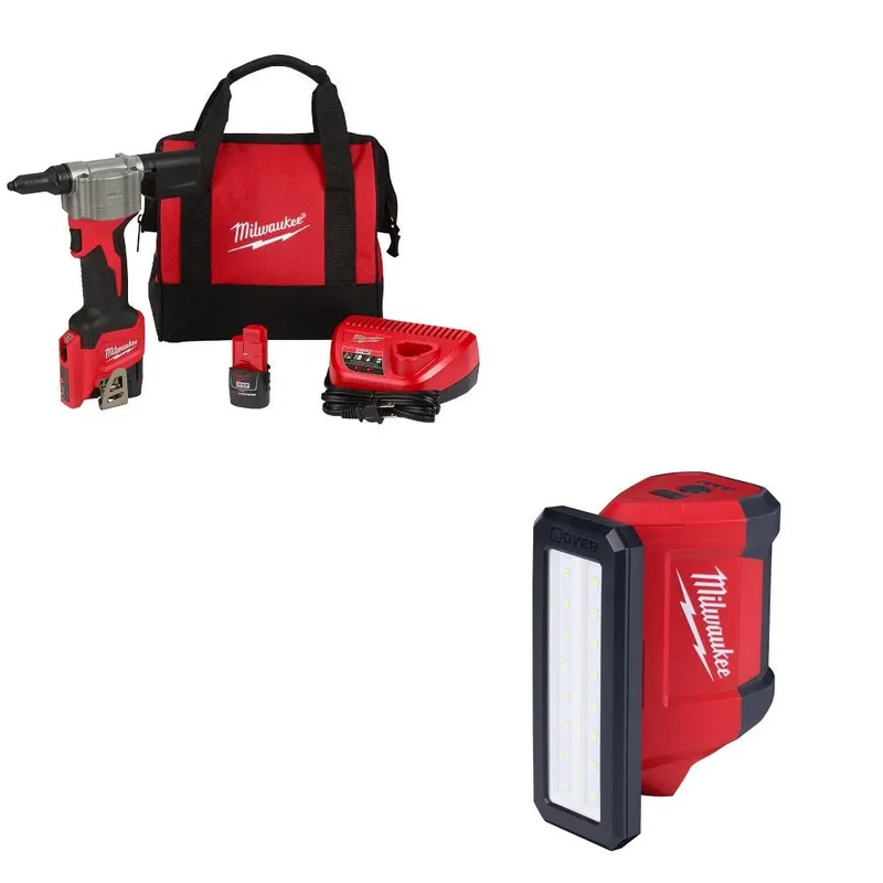 Milwaukee M12 Rivet Tool Kit W/ FREE 2367-20 Flood Light