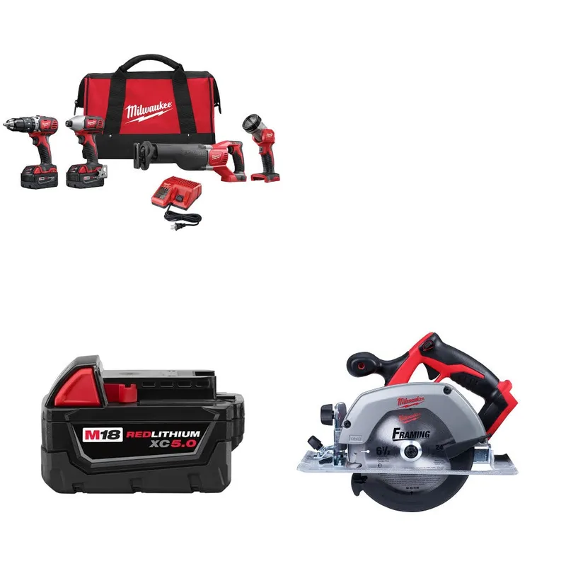 Milwaukee M18 4-Tool Combo Kit W/ FREE 48-11-1850 M18 Battery & Circ Saw