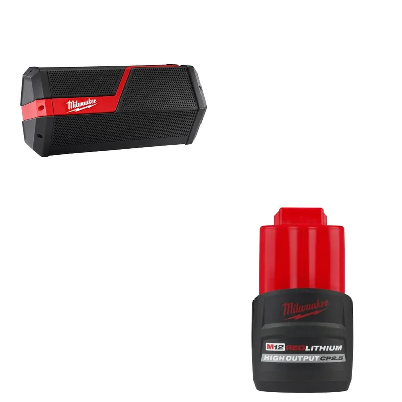Milwaukee M18/M12 Jobsite Speaker w/ FREE 48-11-2425 M12 Battery Pack