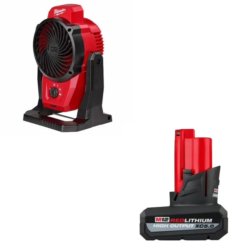 Milwaukee M12 Mounting Fan W/ 48-11-2450 M12 XC5.0 Battery Pack