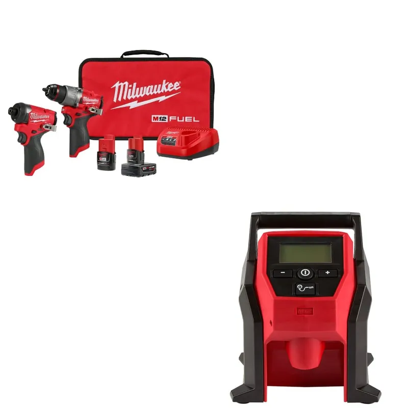 Milwaukee M12 FUEL 2-Tool Combo Kit w/ 2475-20 M12 Compact Inflator