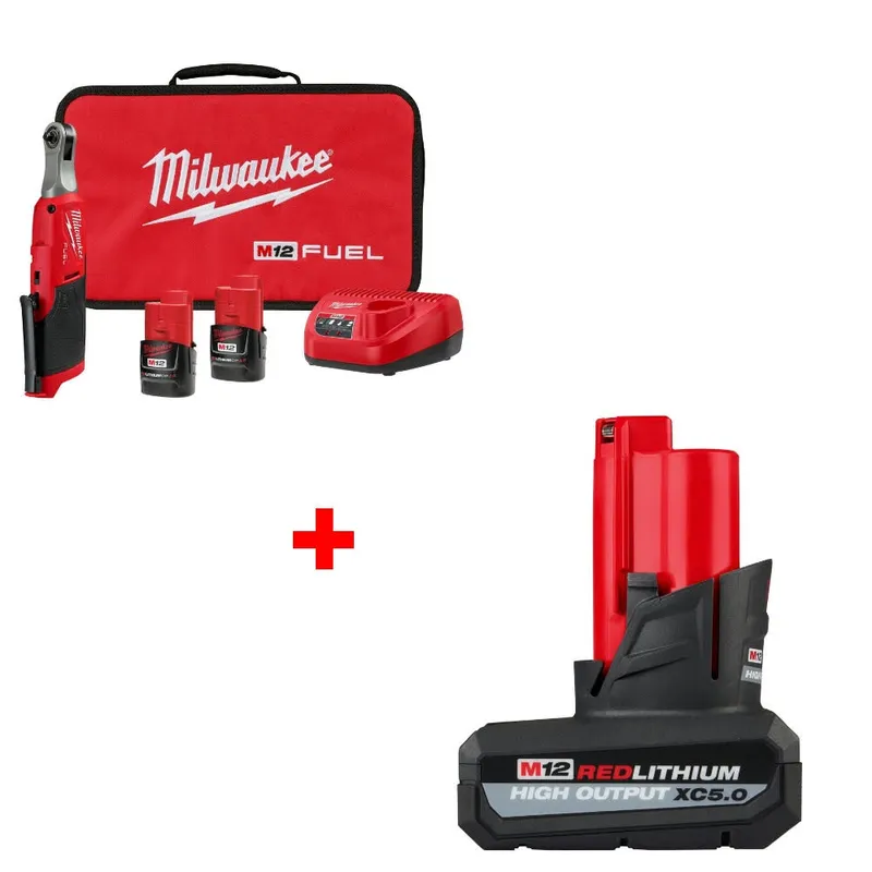 Milwaukee M12 FUEL 1/4" Ratchet Kit W/ FREE 48-11-2450 M12 Battery Pack