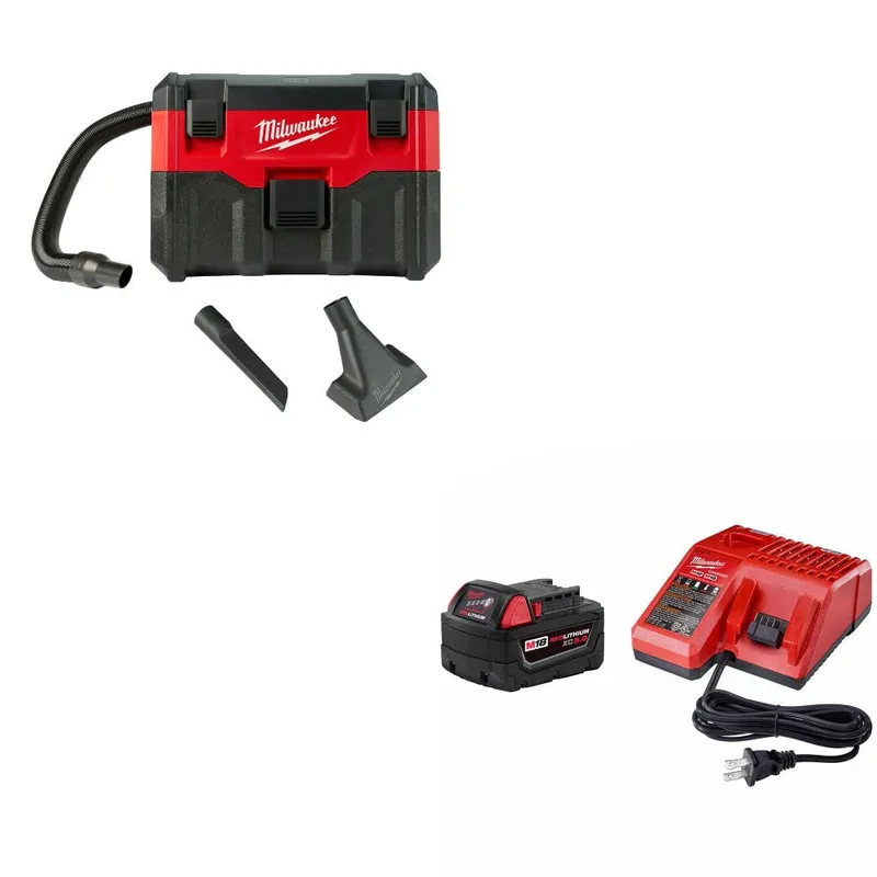 Milwaukee 18V Wet/Dry Vacuum, Bare W/ 48-59-1850 M18 XC5.0 Starter Kit