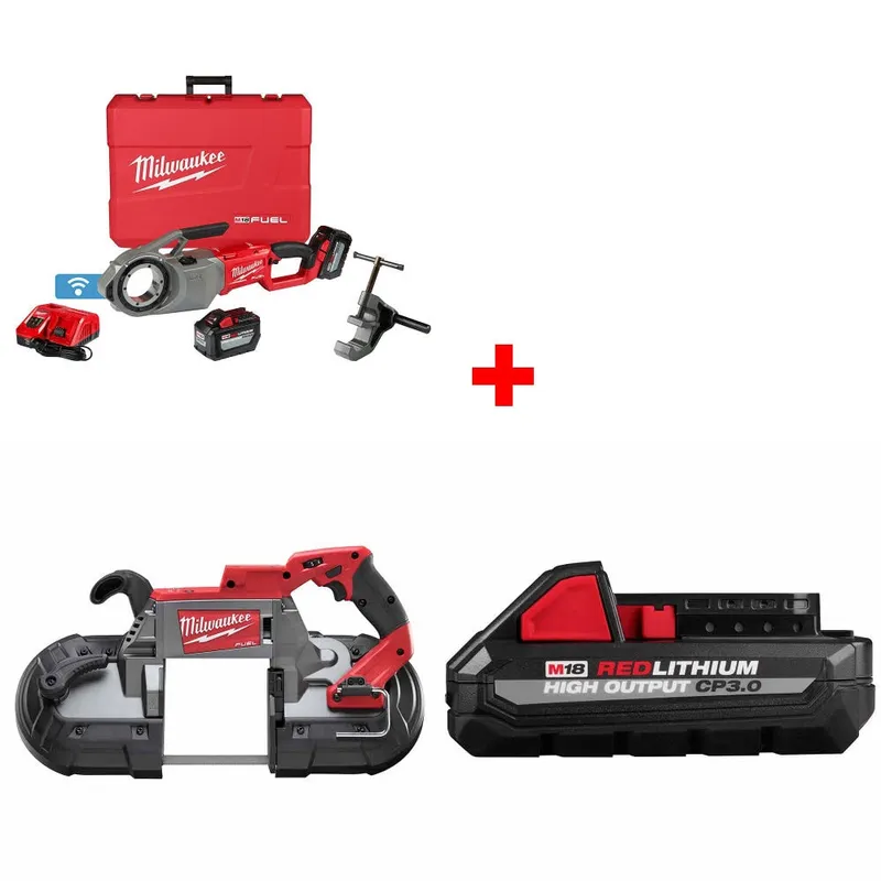 Milwaukee M18 FUEL Threader Kit W/ FREE 2829-20 M18 Band Saw & Battery