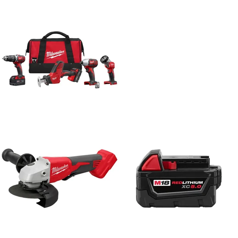 Milwaukee M18 4-Tool Combo Kit w/ FREE 2686-20 Grinder & Battery Pack