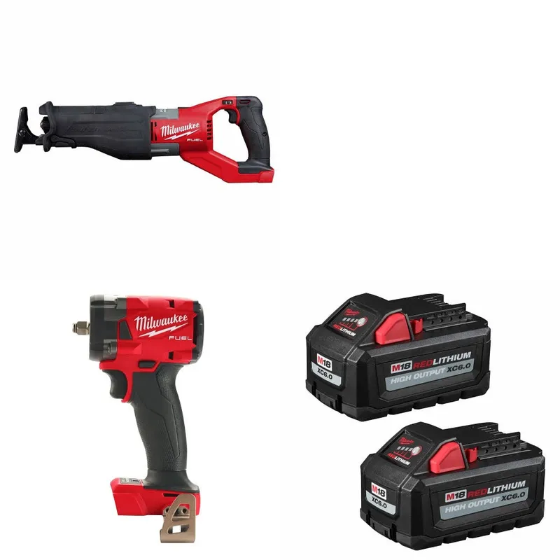 Milwaukee M18 FUEL SAWZALL W/ M18 Impact Wrench & FREE Battery 2 Pack