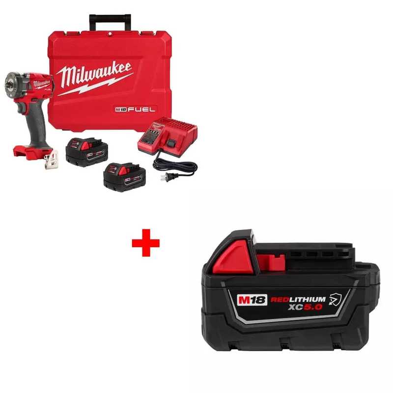 Milwaukee M18 FUEL Impact Wrench Kit w/ FREE 48-11-1850R M18 Battery