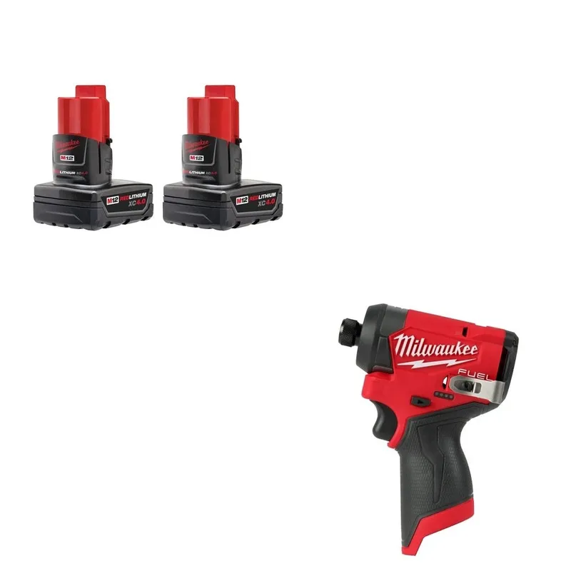 Milwaukee M12 Battery W/ FREE 3453-20 1/4" Hex Impact Driver