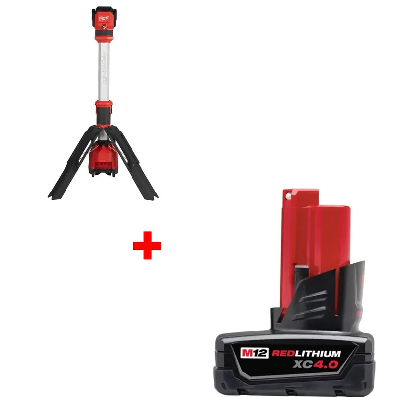 Milwaukee M12 Tower Light w/ FREE 48-11-2440 M12 XC4.0 Battery Pack