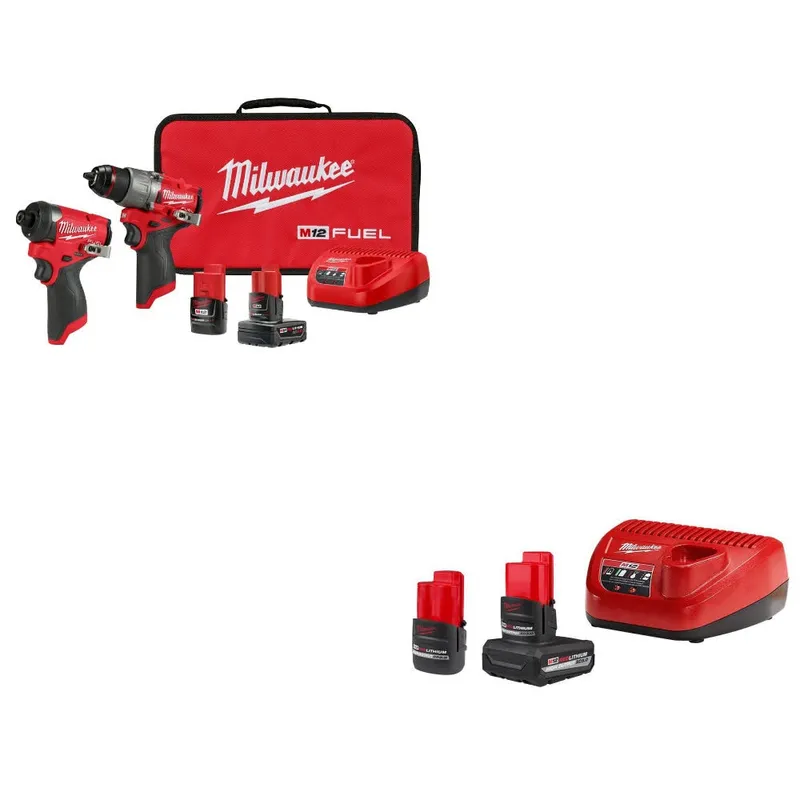 Milwaukee M12 FUEL 2-Tool Combo Kit W/ 48-59-2452S M12 Starter Kit
