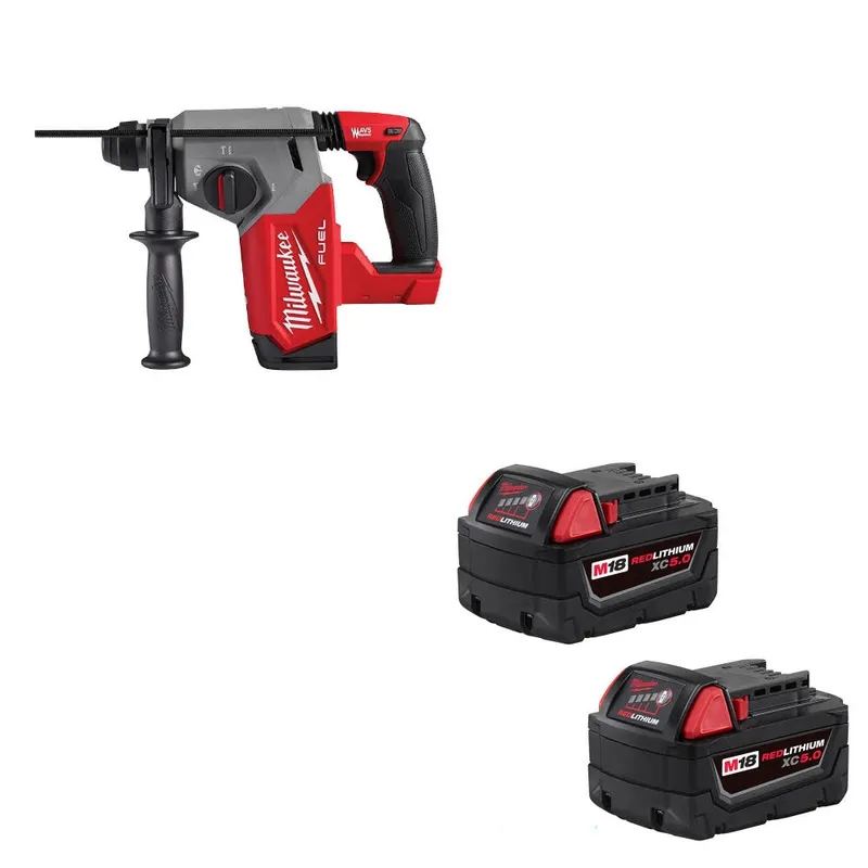 Milwaukee M18 FUEL 1" Rotary Hammer W/ 48-11-1852 M18 XC5.0 Battery, 2Pk