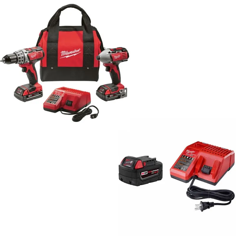 Milwaukee M18 18V 2-Tool Combo Kit W/ 48-59-1850 M18 XC5.0 Starter Kit