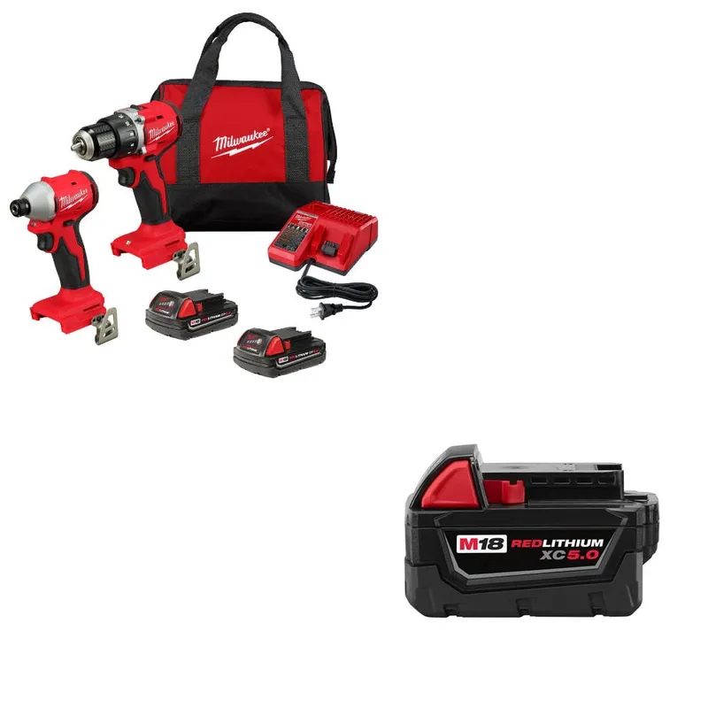 Milwaukee M18 2-Tool Combo Kit W/ FREE 48-11-1850 M18 Battery Pack
