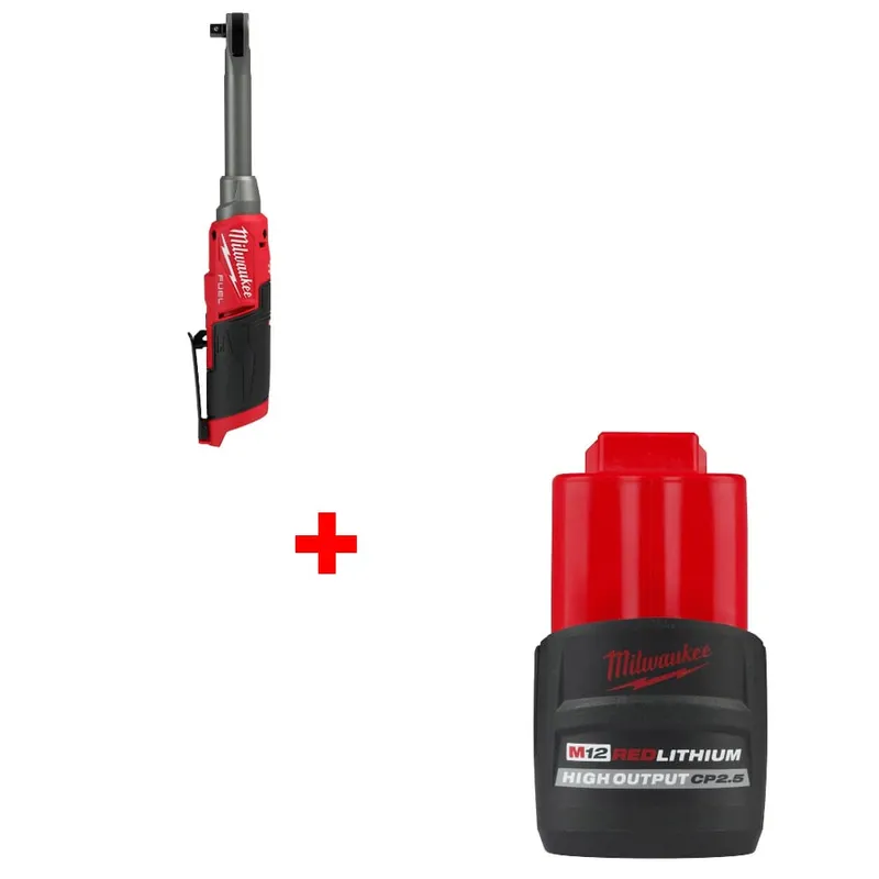 Milwaukee M12 FUEL 3/8" Ratchet w/ 48-11-2425 M12 Battery Pack