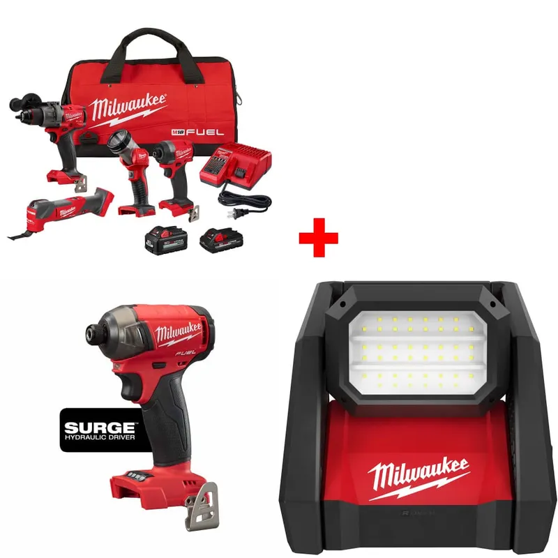 Milwaukee M18 4-Tool Combo Kit w/ FREE 2760-20 Hex Driver & Light