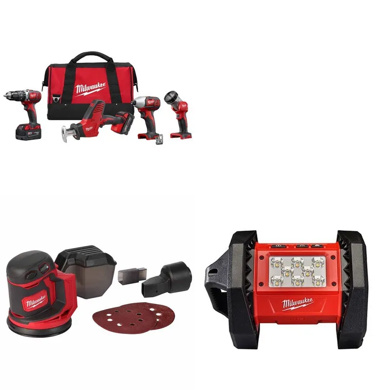 Milwaukee M18 4-Tool Combo Kit W/ FREE 2648-20 M18 Sander & Flood Light