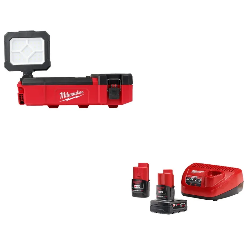 Milwaukee M12 PACKOUT Flood Light W/ FREE 48-59-2424 M12 12V Starter Kit