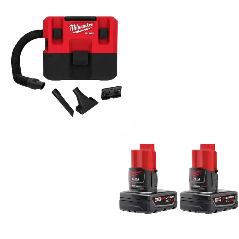 Milwaukee Vacuum Kit W/ FREE 48-11-2412 Battery, 2 Pack