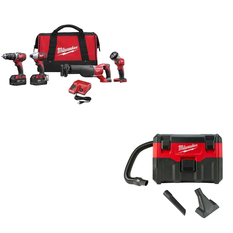 Milwaukee M18 Combo Kit W/ FREE 0880-20 Wet/Dry Vacuum
