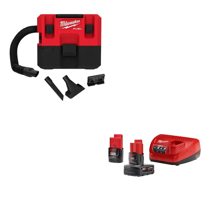Milwaukee M12 FUEL 1.6Gal Vacuum W/ FREE 48-59-2424 M12 12V Starter Kit