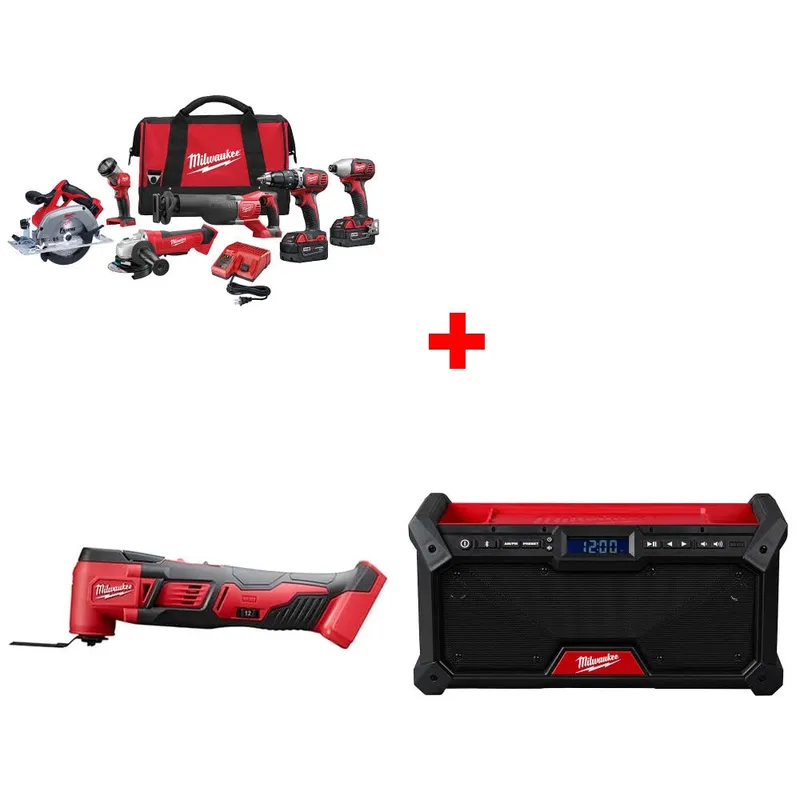 Milwaukee M18 6-Tool Combo Kit W/ FREE 2626-20 18V Multi-Tool & Radio
