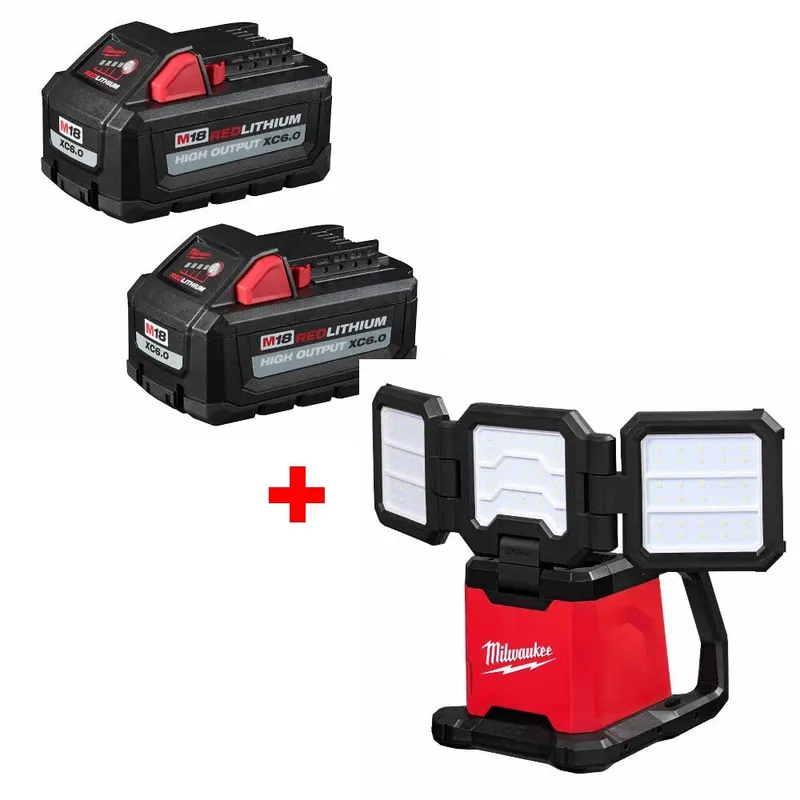 Milwaukee M18 XC6.0 Battery 2-Pack W/ FREE 2368-20 M18 Rover Light