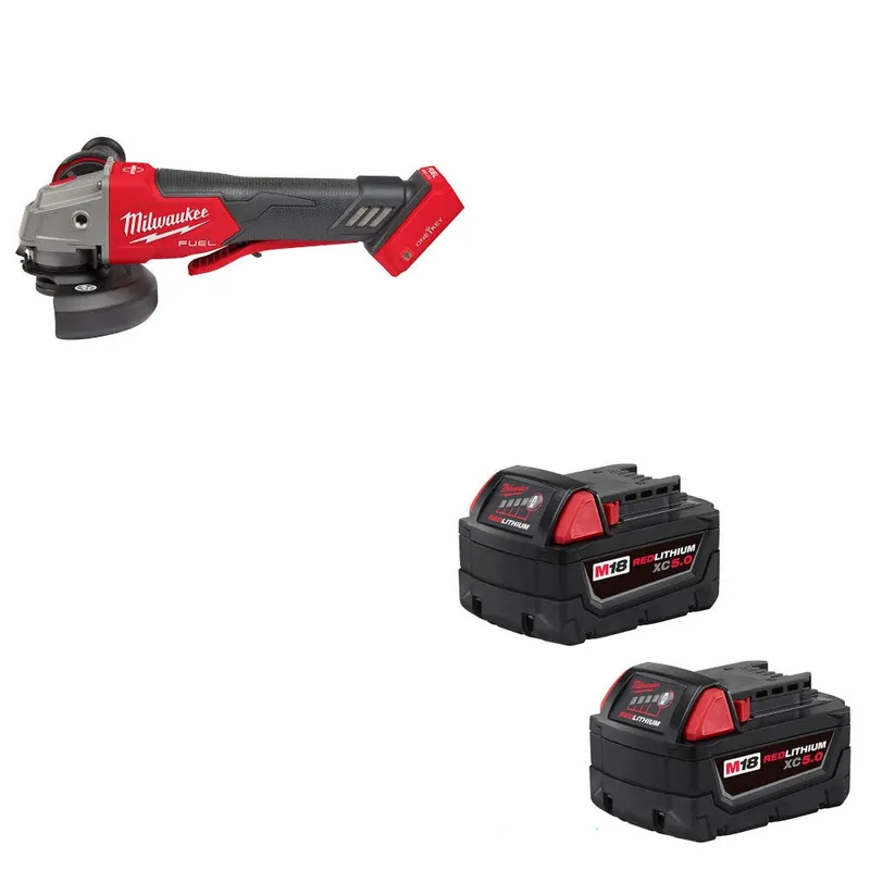 Milwaukee M18 FUEL 4-1/2"/5" Grinder W/ 48-11-1852 M18 XC5 Battery, 2Pk