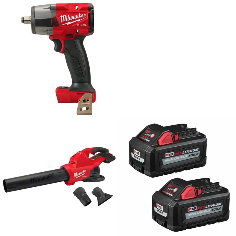 Milwaukee M18 FUEL Impact Wrench W/ 2824-20 Blower & FREE Battery-2Pk