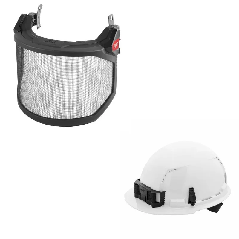 Milwaukee Mesh Face Shield Kit W/ FREE White Vented Hard Hat