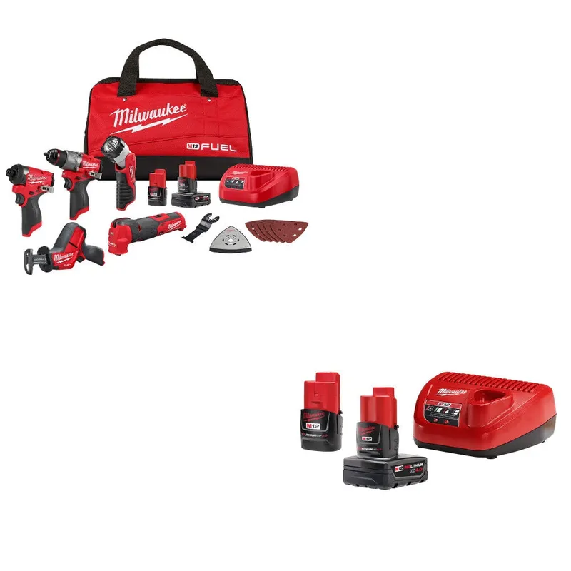 Milwaukee M12 FUEL 12V 5-Tool Combo Kit W/ 48-59-2424 M12 Starter Kit