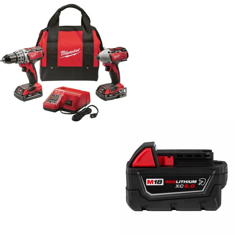Milwaukee M18 18V 2-Tool Combo Kit W/ 48-11-1850R M18 XC5.0 Battery
