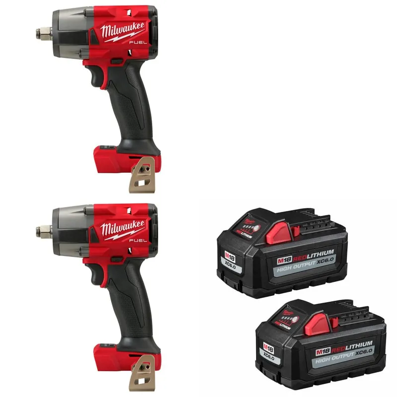 Milwaukee M18 FUEL Impact Wrench-2Pk W/ FREE 48-11-1862 M18 Battery-2Pk