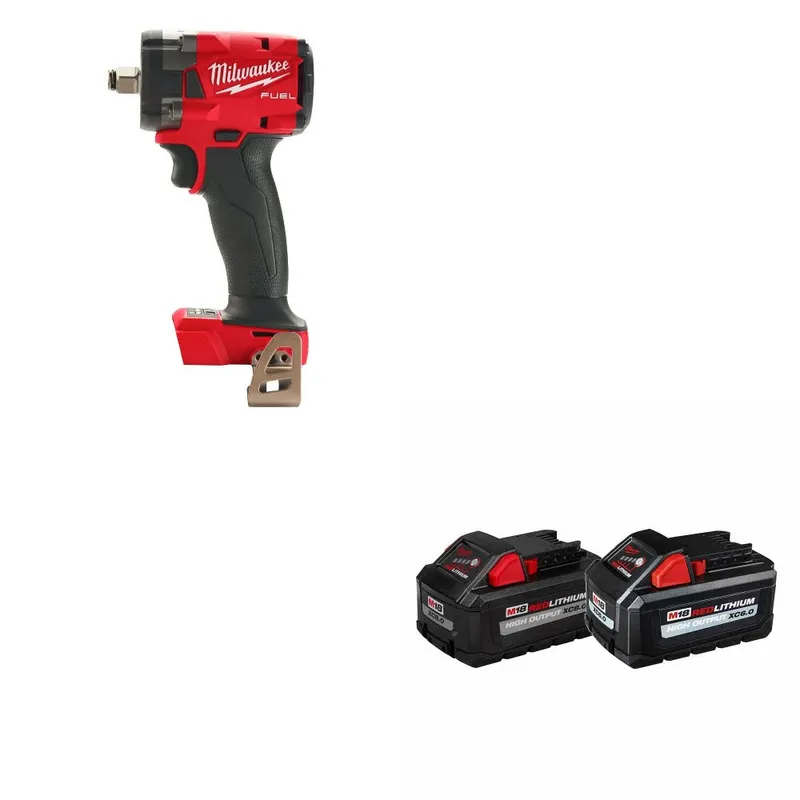 Milwaukee M18 FUEL Impact Wrench W/ 48-11-1868 M18 18V Battery, 2 Pack