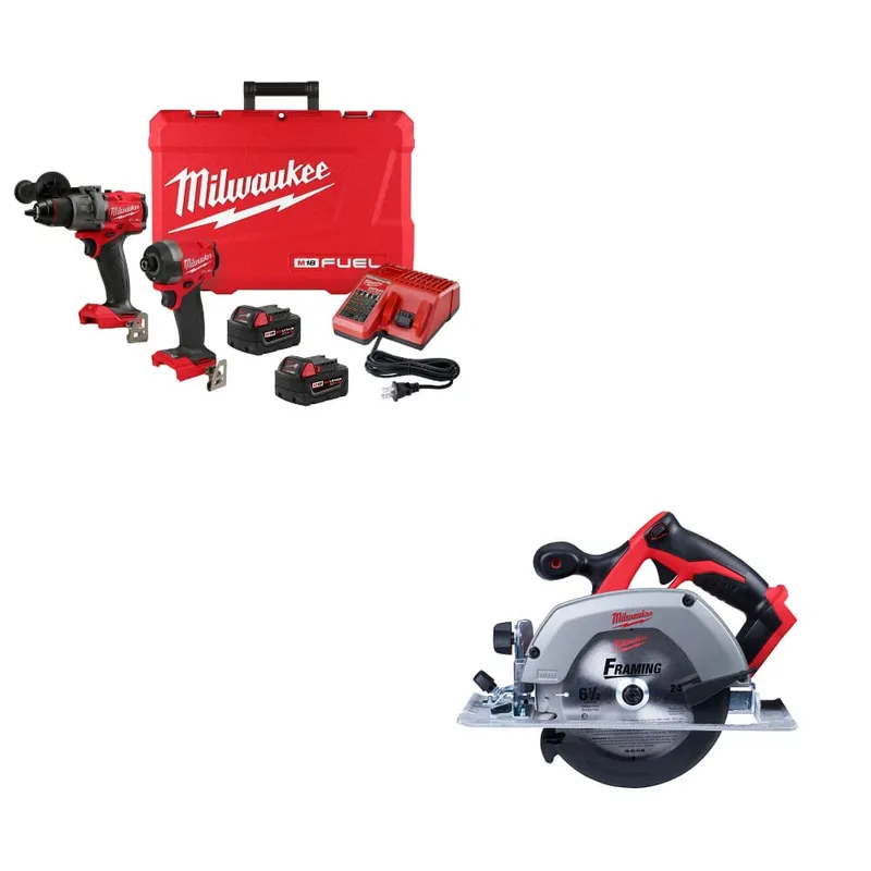 Milwaukee M18 FUEL 2-Tool Combo Kit W/ FREE 2630-20 M18 Circ Saw, Bare