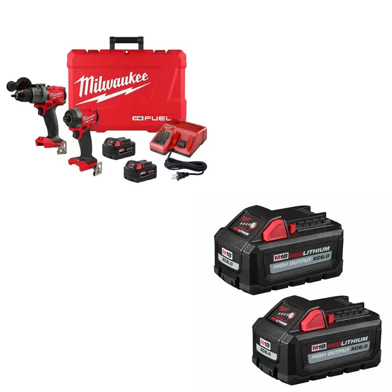 Milwaukee M18 FUEL 2-Tool Combo Kit W/ 48-11-1862 M18 18V Battery, 2Pk
