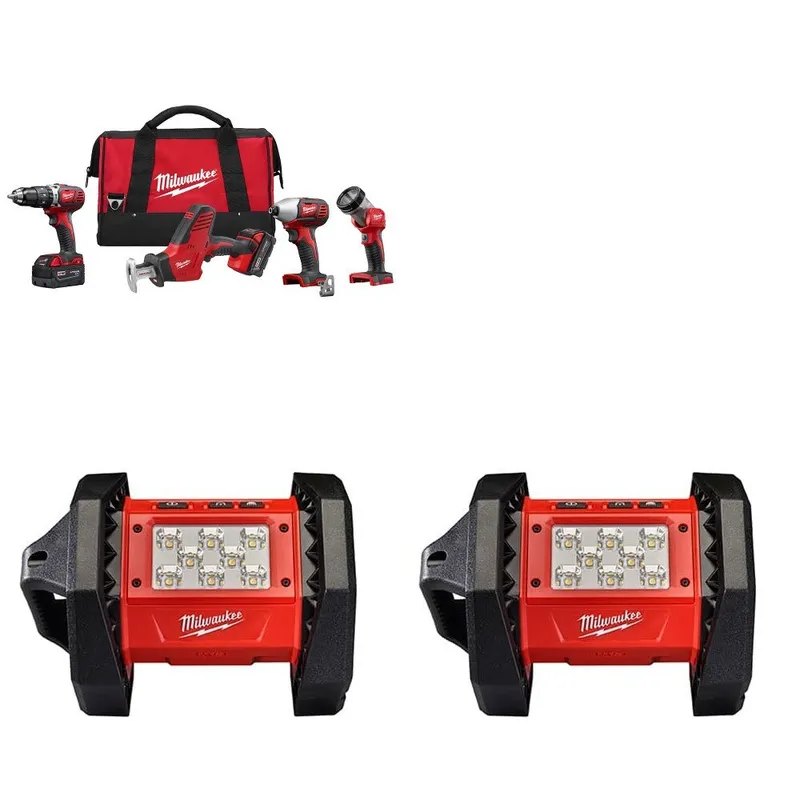 Milwaukee M18 4-Tool Combo Kit W/ FREE 2361-20 M18 Flood Light-2 Pack