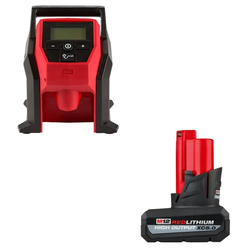 Milwaukee M12 Compact Inflator W/ 48-11-2450 M12 XC5.0 Battery Pack