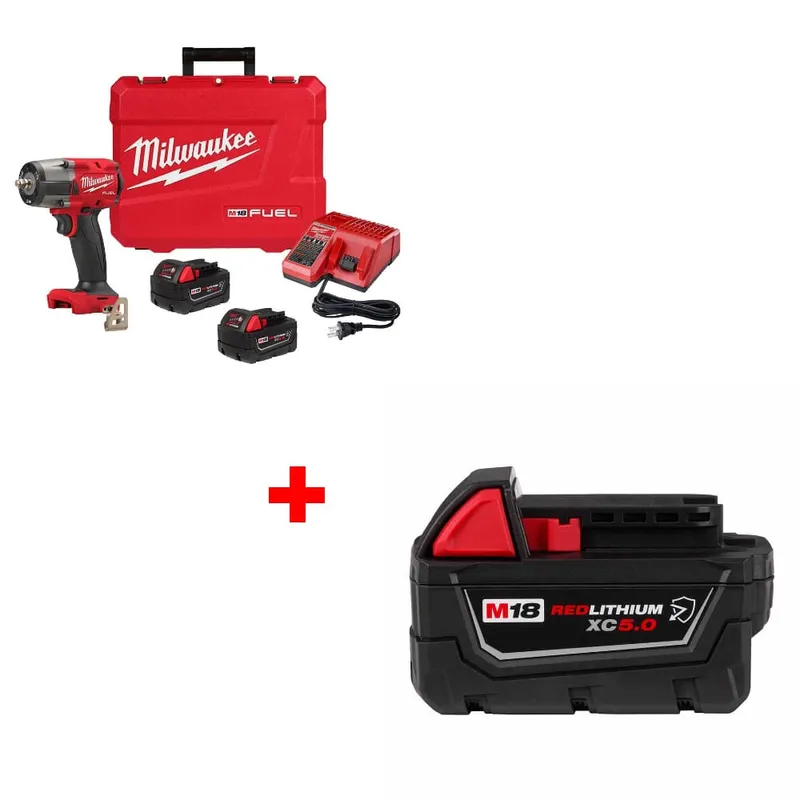 Milwaukee M18 FUEL Impact Wrench Kit w/ FREE 48-11-1850R M18 Battery