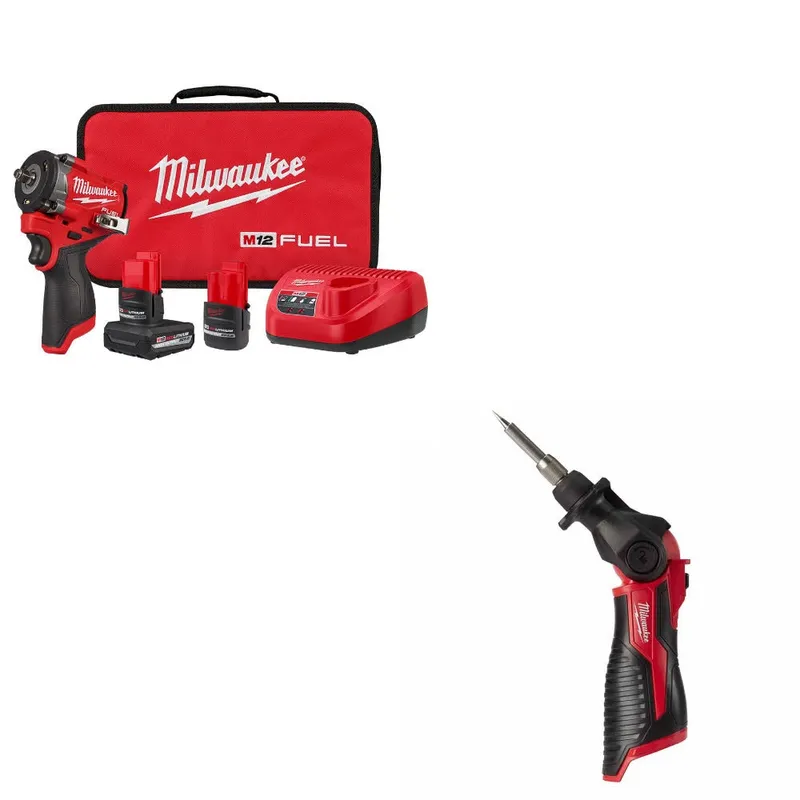 Milwaukee Stubby Impact Wrench Kit W/ FREE 2488-20 Soldering Iron